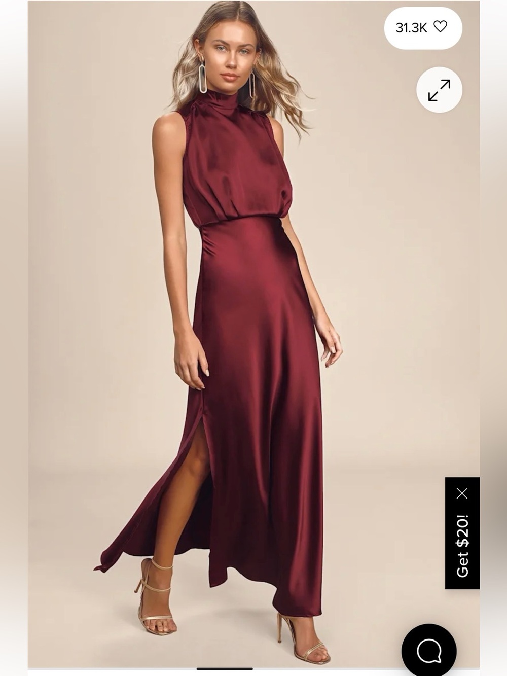 Lulu’s Classic Elegance Wine Satin Maxi Dress